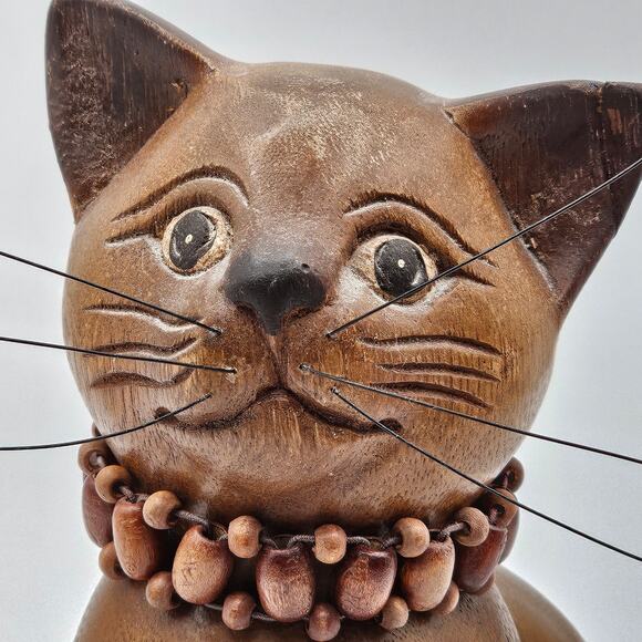 Hand-painted Vintage Kitty Ally Cat Sculpture - Whimsical Folk Art Decor - Picture 3 of 10